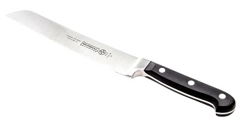 BREAD KNIFE 8&quot; SERRATED  BLACK HANDLE FORGED