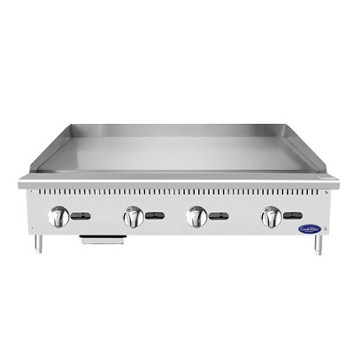 GRIDDLE 48&quot;W NATURAL GAS
3/4  PLATE - MANUAL CONTROLS 
120,000 BTU 1 YEAR PARTS &amp; 
LABOR WARRANTY 