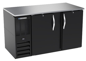 BACK BAR COOLER-58&quot;W 2 DOOR-S/S TOP-BLACK EXTERIOR