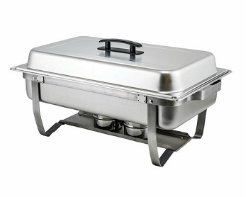 CHAFER-W/FOLDING BASE
FULL SIZE 8QT S/S INCLUDES 
WATER PAN, FOOD PAN, COVER AND 
2 FUEL HOLDERS