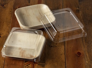 GRAB-N-GO-9&quot; SQUARE CONTAINER 
W/CLEAR LID-50/CASE 
SUSTAINABLE