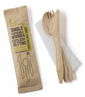 CUTLERY KIT &amp; NAPKIN-200/CASE
DISPOSABLE-100% GREEN AND 
SUSTAINABLE