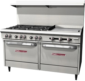 RANGE-60&quot; S SERIES W/(6)
OPEN BURNERS-24&quot; GRIDDLE 
RIGHT-(2) STANDARD OVENS
NATURAL GAS