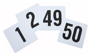 NUMBER CARD-NUMBER 1 THRU 50  4&quot; BLACK ON WHITE