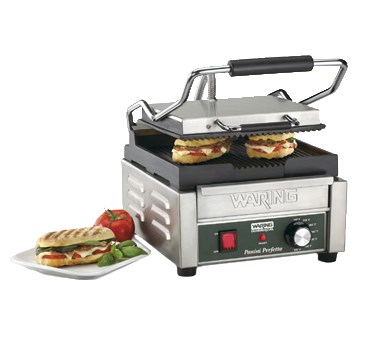 PANINI GRILL-9-1/4 X 9-3/4  COOK SURFACE RIBBED 120V