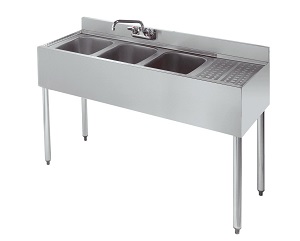 UNDERBAR SINK-3 COMPARTMENT W/ RIGHT DRAINBOARD 48WX18-1/2D