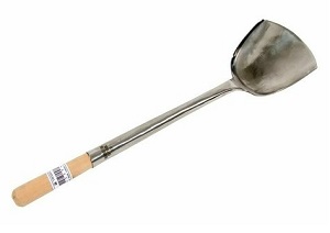 WOK SHOVEL-LARGE-17-1/2&quot;L 
BOWL 4-1/4&quot; X 4-3/4&quot;
WOOD HANDLE-HAND HAMMERED S/S