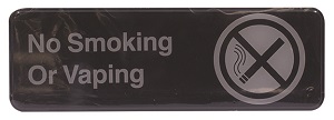 SIGN-3X9 &quot;NO SMOKING OR  VAPING&quot; 
