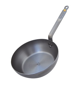 FRY PAN-11&quot; CARBON STEEL 
W/HIGH SIDE &amp; BEES WAX FINISH