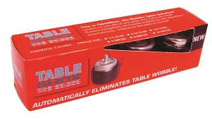 TABLE SHOX GLIDES- 4/PK SELF 
ADJUSTING TO ELIMINATE WOBBLES