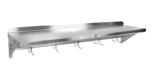 WALL MOUNT SHELF WITH POT RACK 48&quot;WX12&quot;DX9-1/2&quot;H, 1-1/2&quot;H 