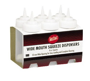 SQUEEZE BOTTLE- 8 OZ CLEAR 6PK WIDEMOUTH CONE TIP
