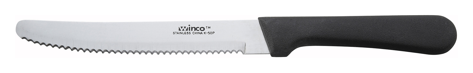 STEAK KNIFE-5&quot; BLACK PLASTIC  HANDLE ROUNDED TIP 