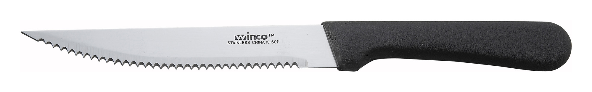 STEAK KNIFE-5&quot; BLACK PLASTIC  HANDLE POINTED TIP