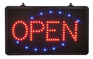 &quot;OPEN&quot; LED SIGN RECTANGLE 1 FLASHING PATTERN