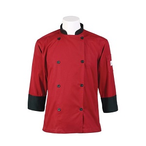 CHEFS JACKET-3/4 SLEEVE RED  LARGE 