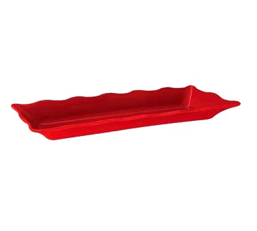 CATERING TRAY-18x7-RED W/SCALLOPED EDGE MELAMINE
