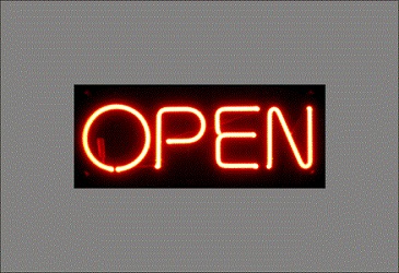 NEON &quot;OPEN&quot; SIGN-HORIZONTAL RED LETTERS-NO BORDER 10X24