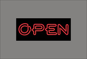 NEON &quot;OPEN&quot; SIGN-HORIZONTAL DOUBLE OUTLINE LETTERS-RED 