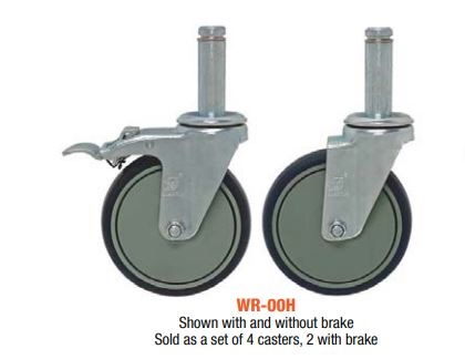 CASTERS, SET OF (4) SWIVEL (2  WITH BRAKES), THERMOPLASTIC 