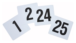 NUMBER CARD-NUMBER 1 THRU 25 4&quot; BLACK ON WHITE