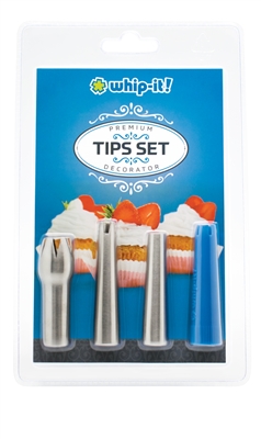 DECORATOR TIPS-4 PIECE SET FITS ALL STANDARD WHIPPED 