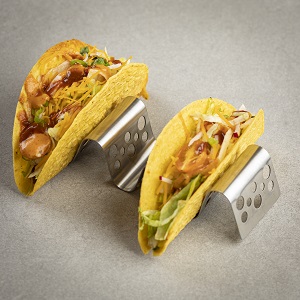 TACO TAXI SERVER-HOLDS 3-4  TACOS STAINLESS STEEL